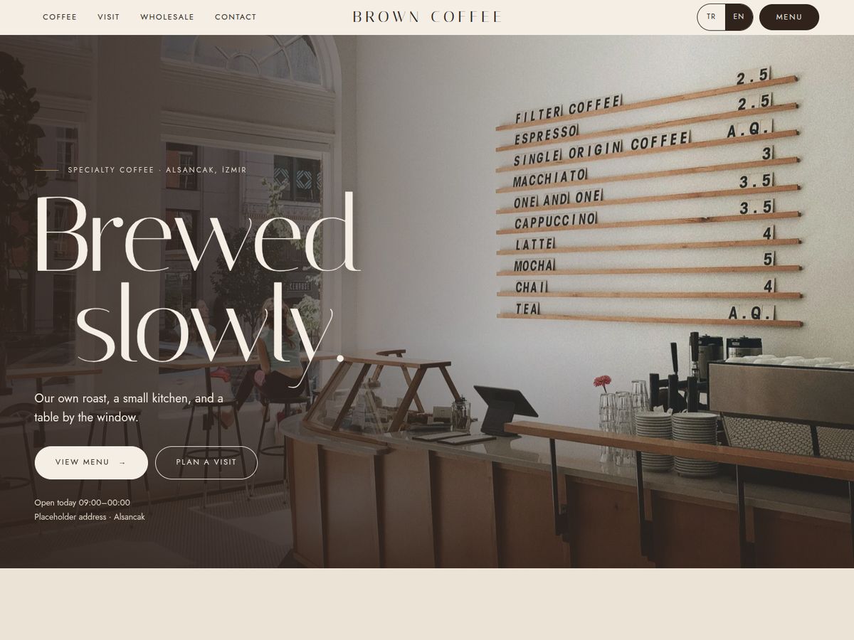 Brown Coffee demo website